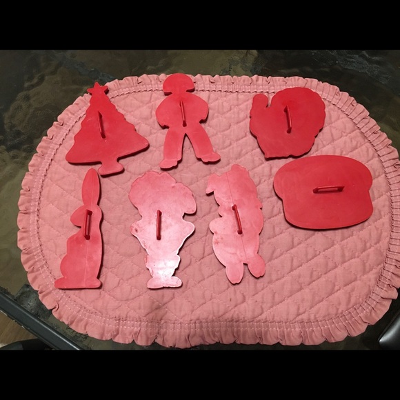 Vintage Tupperware Cookie Cutters Red Lot of 7